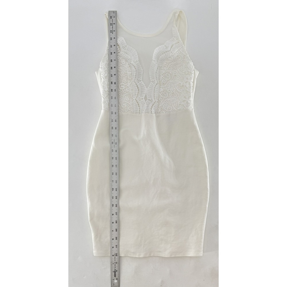 Lulus White Lace Bodycon Sleeveless Sheath Cocktail Party USA Wedding Event - Picture 11 of 14
